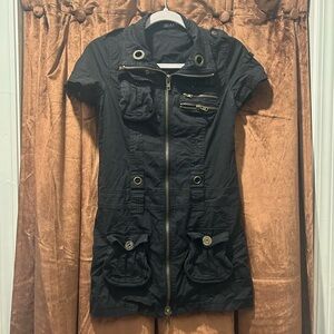 AKIRA Black Utility Dress